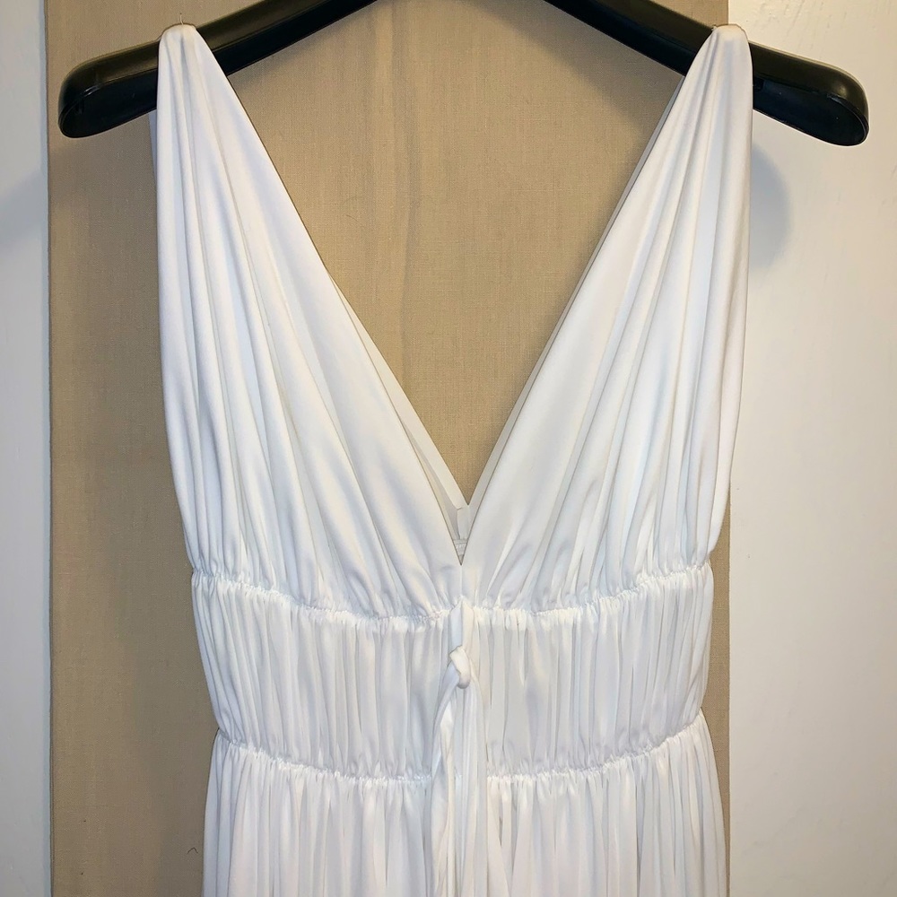Norma Kamali wrap grecian style dress, white, L